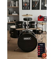 Midex CD500X-BK Akustik Junior Çocuk Baterisi Davul Seti 5-18 Yaş İçin Full Set