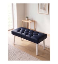 Lacivert Deri Kumaş Bench Puf Oturma Bankı 90x45