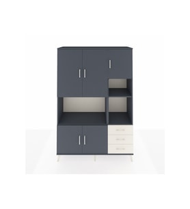 Hyperion Dolap 9 Raflı 3 Çekmeceli 5 Kapaklı 132x44x195 Antrasit-Antrasit/Aytaşı