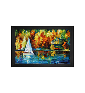 Manzara Temalı Kanvas Tablo 80 x 110 cm Siyah Çerçeve