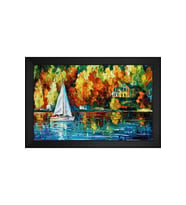 Manzara Temalı Kanvas Tablo 80 x 110 cm Siyah Çerçeve