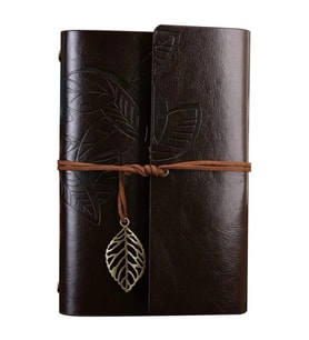 Dodes Büyük Yaprak Desenli Deri Defter