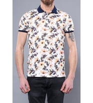 Polo Yaka Turuncu Çiçek Desenli T-shirt - Wessi
