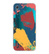 Xiaomi Redmi 9A  Kamera Korumalı Kapak Brush Stroke Tasarımlı Şeffaf  Kılıf