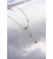 Çelik Gold Renk Taşlı Sallantılı Kadın Kolye
