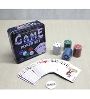 Metal Kutulu 80 Chip Ve 1 Adet İskambil Kağit Setine Sahip Poker Oyunu (Ahşap)