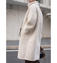Peluş Kışlık Beli Bağcıklı Fermuarlı Tüylü Kadın Ceket (Krem)