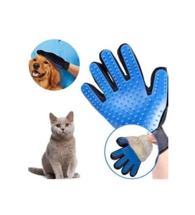Kedi Köpek Tüy Toplayıcı Eldiven Toz Kıl Tüy Toplama Masaj Eldiveni Tarak (Siyah-Mavi)