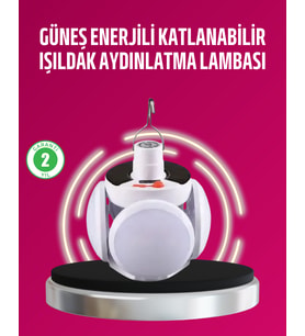 Solar ve USB Şarjlı Su Geçirmez Katlanabilir LED Lamba