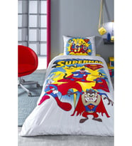 Özdilek Lisanslı Fitted Çarşaflı Tek Kişilik Çocuk Nevresim Takımı-Looney Tunes Superman Sarı
