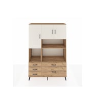 Hyperion Dolap 8 Raflı 5 Çekmeceli 3 Kapaklı 132x44x195 Çam-Aytaşı/Çam
