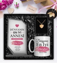 Anneler Gününe Özel Kişiye Özel Kristal Cam Plaket & Tasarım Kupa & Kişiye Özel Kalp Kolye