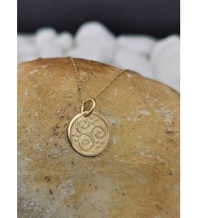 24 Ayar Has Altın Kaplama Üçlü Spiral Gümüş Kolye
