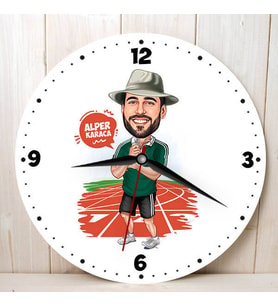 Sporcu Karizmatik Erkeğe Hediye Karikatürlü Duvar Saati