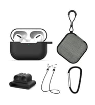 ALLY 5 in 1 Airpods Pro Kulaklık Kılıfı ve Kulaklık Koruma Çantası Full Set (Siyah)