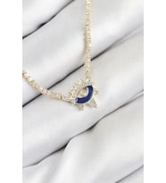 Pirinç Zirkon Taşlı Su Yolu Göz Model Gold Renk Kadın Kolye 5886 - SSSSSS2235-3398