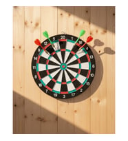 Mey İthalat® 15 İnç Dart Tahtası 4 Metal Uçlu Dart Oku Dayanıklı Ahşap Gövde