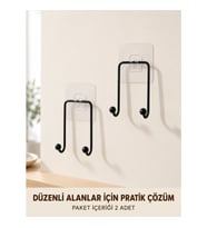 Mey İthalat® 2 Adet Yapışkanlı Duvar Askısı Pratik Çok Amaçlı Düzenleyici Askı