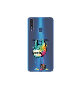 Samsung Galaxy A20S ile Uyumlu Splash Tembel Hayvan Tasarımlı Şeffaf Silikon Kılıf