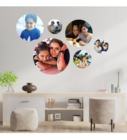 Anneler Gününe Özel Özel 6 Fotoğraflı Yuvarlak Ahşap Tablo