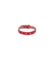 Cattie Gerçek Deriden El Yapımı Taşlı Kedi Boyun Tasması 1,2x25-29cm - Red