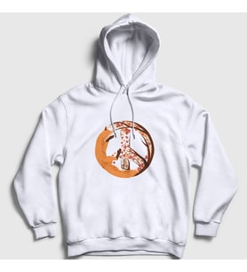 Presmono Unisex Beyaz Peace Fox Tilki Kapüşonlu Sweatshirt 368121tt