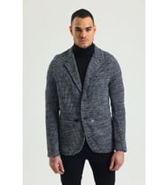 Erkek Siyah Beyaz Regular Fit Cepli Düğmeli Astarsız Blazer Rahat Spor Ceket