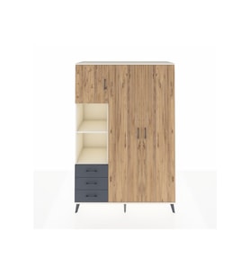 Hyperion Dolap 6 Raflı 3 Çekmeceli Tek Askılı 132x44x195 Aytaşı-Çam/Antrasit