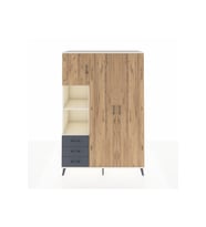 Hyperion Dolap 6 Raflı 3 Çekmeceli Tek Askılı 132x44x195 Aytaşı-Çam/Antrasit