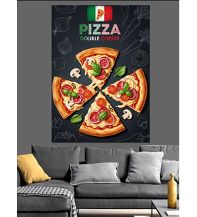 İtalyan Pizza Dilimleri Afiş Dekoratif Kanvas - Mdf Ahşap Tablo