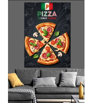 İtalyan Pizza Dilimleri Afiş Dekoratif Kanvas - Mdf Ahşap Tablo