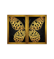 Altın Kelebekler Temalı 2 li Kanvas Tablo Seti 80 x 110 cm Gold Çerçeve