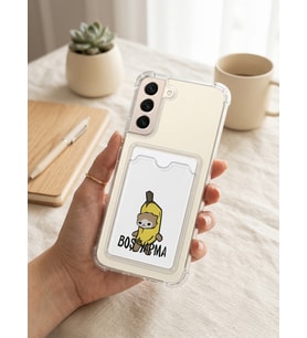 Samsung Galaxy S22 Boş Yapma Muz Detaylı Kart Bölmeli Şeffaf Telefon Kılıfı - SSSSSS1985-223