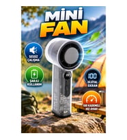 100 Kademeli Dijital Ekranlı Mini Fan – Yüksek Hızlı Şarjlı, Sessiz, Kamp ve Ofis Kullanımı
