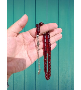 TOZ KEHRİBAR TESBİH KAHVERENGİ RENK KAPSÜL KESİM HEDİYE T-831 (Çok Renkli)