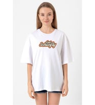 Rick And Morty Get Schwifty Beyaz Kadın Oversize Tshirt