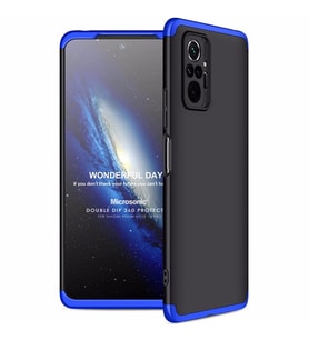 Microsonic Xiaomi Redmi Note 10 Pro Kılıf Double Dip 360 Protective Siyah Mavi
