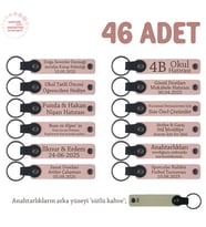 Kurum İçi Sosyal Etkinliklere Uygun 46'lı Set, Kişisel İsimli Hatıra Anahtarlık, Pudra & Sütlü Kahve
