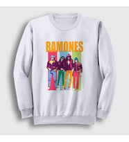 Presmono Unisex Beyaz Band Ramones Sweatshirt 169449tt