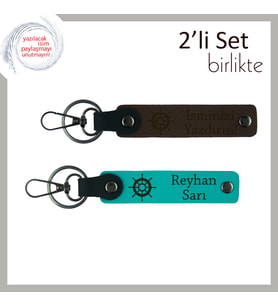 Kaptan Ruhlu Babaya Şık Armağan, Kişisel Anahtarlık Takımı, Koyu Kahve-Koyu Turkuaz
