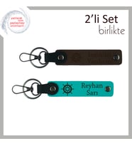 Kaptan Ruhlu Babaya Şık Armağan, Kişisel Anahtarlık Takımı, Koyu Kahve-Koyu Turkuaz