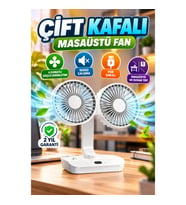Çift Kafalı USB Şarjlı Sessiz Masaüstü ve Duvar Tipi Fan – 6 Kanatlı