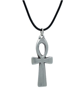 Nil'in Anahtarı - Ankh AnahtarıDeri ip Kolye - Gümüş Kaplama - Kadın Erkek Kolye - No:784