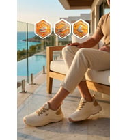 Walkway Bej Fileli Hafif Esnek Hafızalı Taban Unisex Spor Ayakkabı Flexnova M