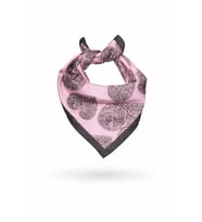 Kalp Desenli Saten Fular 48x48 cm Kare Bandana – Pudra Pembe Siyah