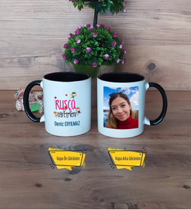Rusça Öğretmeni Kupa Bardak Siyah Fotoğraflı Öğretmenler Günü Hediyesi