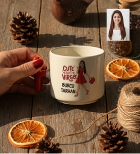 Kişiye Özel Karikatürlü Cute But Virgo Başak Burcu T Kupa Doğum Günü Hediyesi