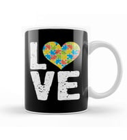 National Cute Autism Awareness Love Colorful Puzzle Heart Kupa Bardak Porselen