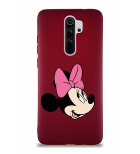 Xiaomi Redmi Note 8 Pro Soft Premier Kapak Minnie Mouse-A Tasarımlı Silikon Kılıf - Mürdüm (Şeffaf)