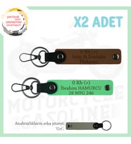 Bikerlar İçin İsim Plaka 0 Rh (+) Kan Grubu Yazılı Özel Tasarım x2 Anahtarlık Set, Kahve-F Yeşil-Gr